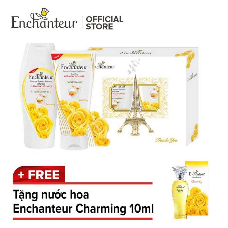 Hộp Quà Enchanteur Charming Dầu Gội Siêu Mượt 180g và Dầu Xả Dưỡng Tóc 170g tặng nước hoa Enchanteur Charming 10ml