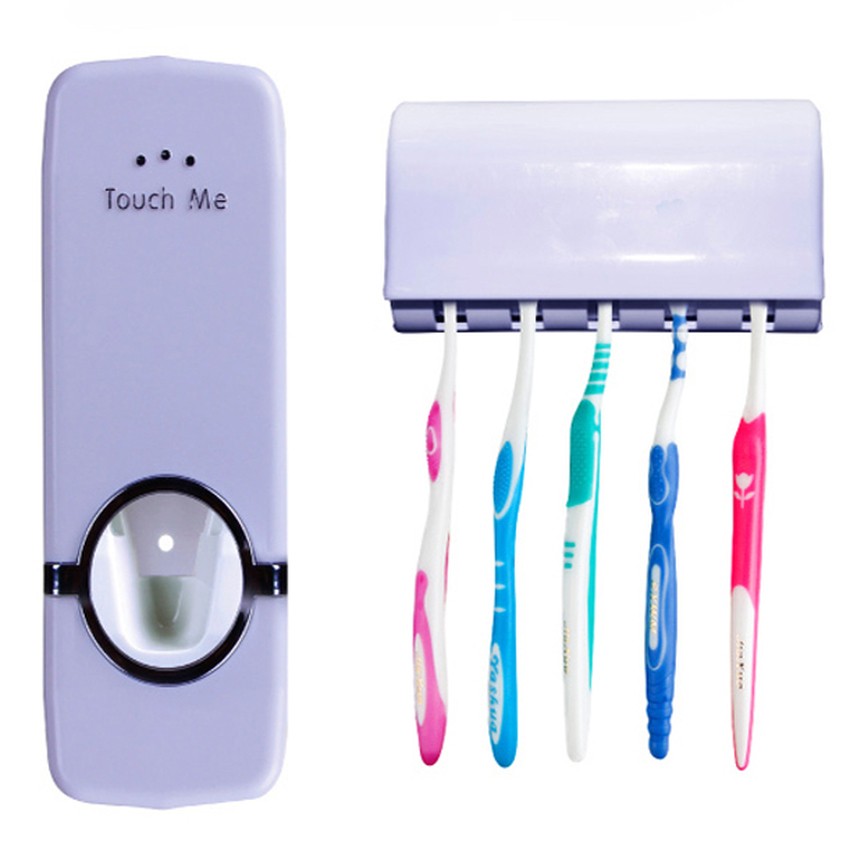 Kệ treo bàn chải đánh răng có nắp đậy vệ sinh, chống ẩm mốc và bụi bẩn kèm thiết bị lấy kem đánh răng tự động, chỉ cần đưa bàn chải răng vào ấn nhẹ là kem đánh răng chảy ra