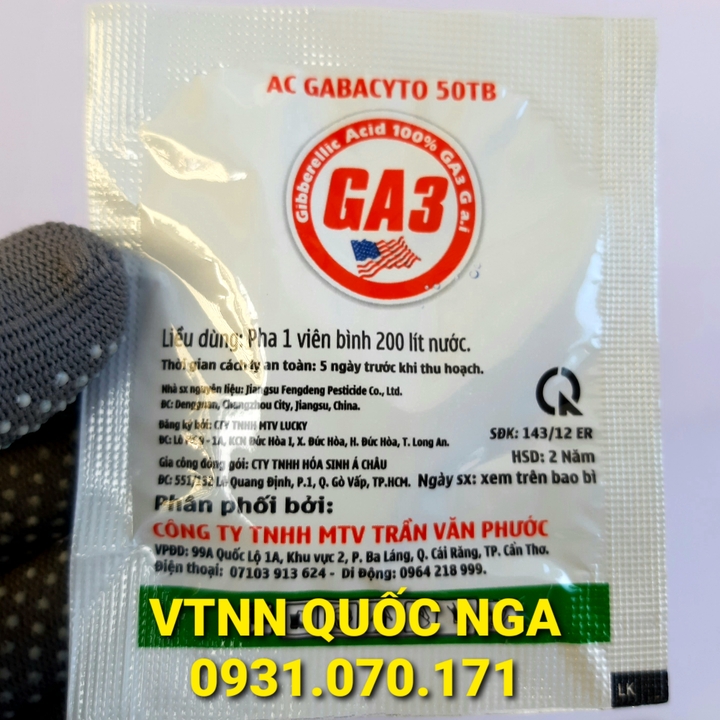 GA3 50TB CHẤT ĐIỀU HÒA SINH TRƯỞNG CÂY TRỒNG