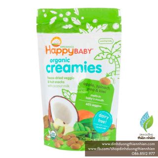 Bánh Ăn Dặm Sữa Dừa Sấy Khô Hữu Cơ Happy Baby Organic Creamies, 28g, vị Táo, Bó Xôi, Đậu & Kiwi thumbnail