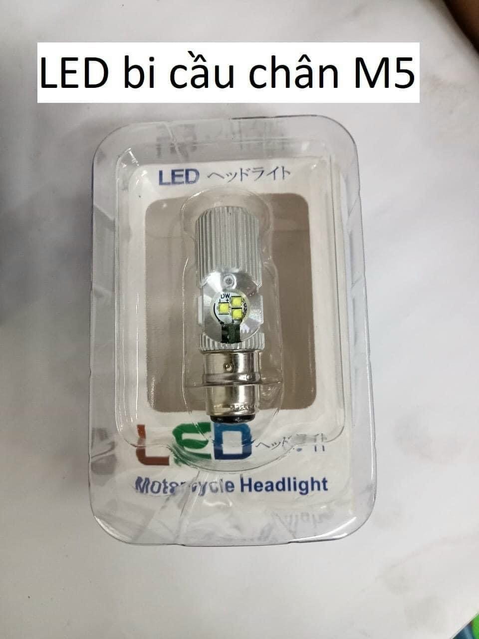 Đèn pha led bi cầu chân M5 pha cos 2 màu vàng trắng