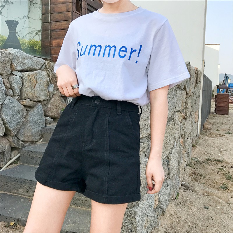 Quần đùi nữ chất kaki Quần Sooc Đùi Nữ Cạp Cao Ulzzang Thời Trang