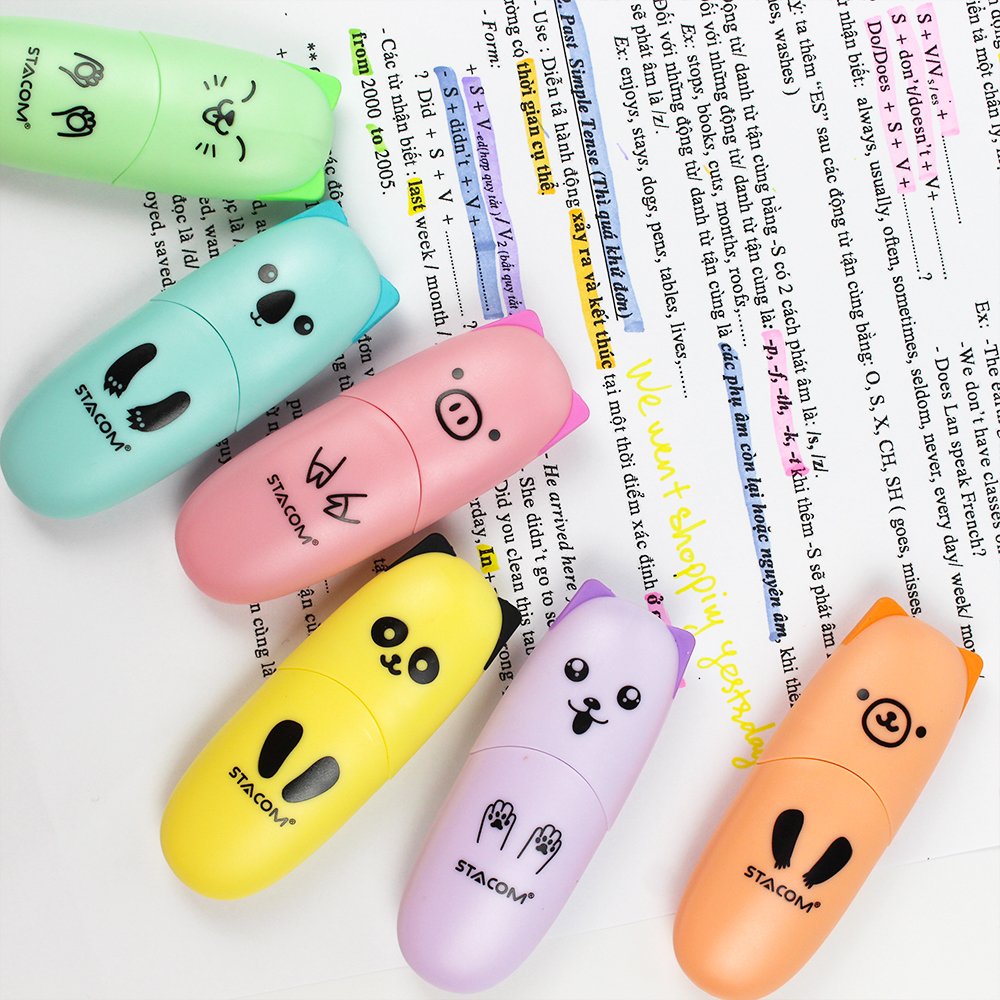 Bút dạ quang mini màu pastel stacom - hl001