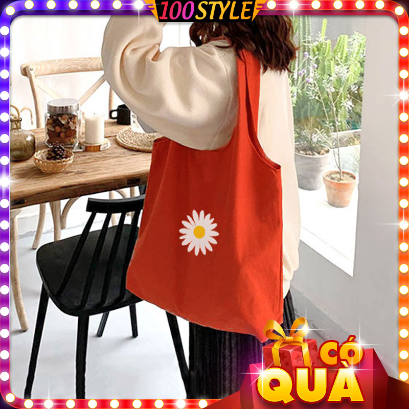 Túi tote attitude hoa cúc trắng xinh xắn - 100style