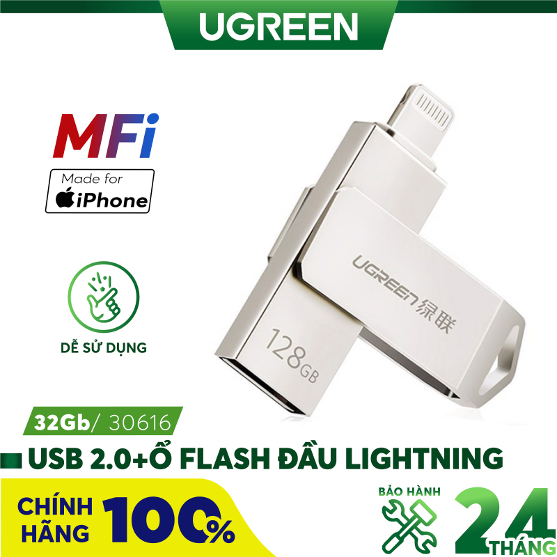 Bảng giá USB 2.0 + Ổ Flash đầu lightning cho iPhone/iPad 16Gb UGREEN US200 30615- Hãng phân phối chính thức Phong Vũ