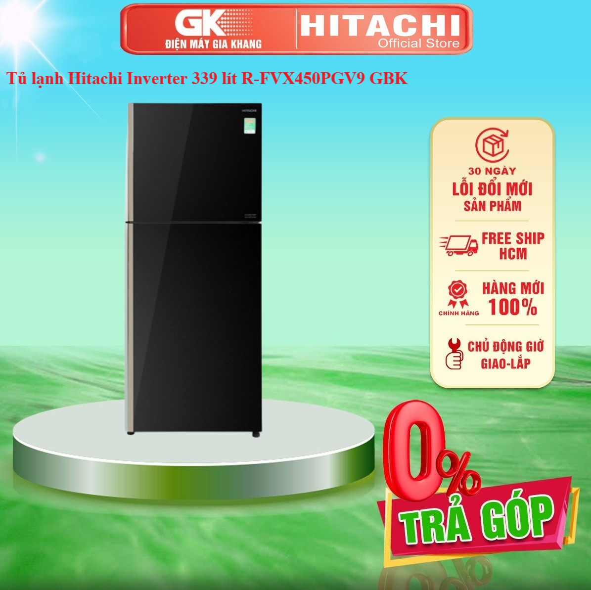 Tủ lạnh Hitachi Inverter 339 lít R-FVX450PGV9 GBK - GIAO TOÀN QUỐC - FREESHIP HCM