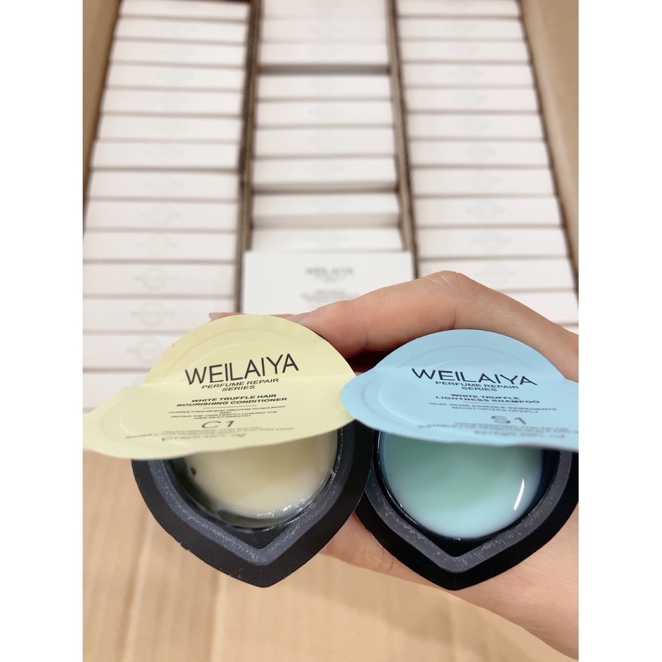 [Tặng Túi Canvas] [Mini size dùng thử] Set dầu gội xả phục hồi đa tầng nấm Truffle Weilaya 14g - DMPTD002