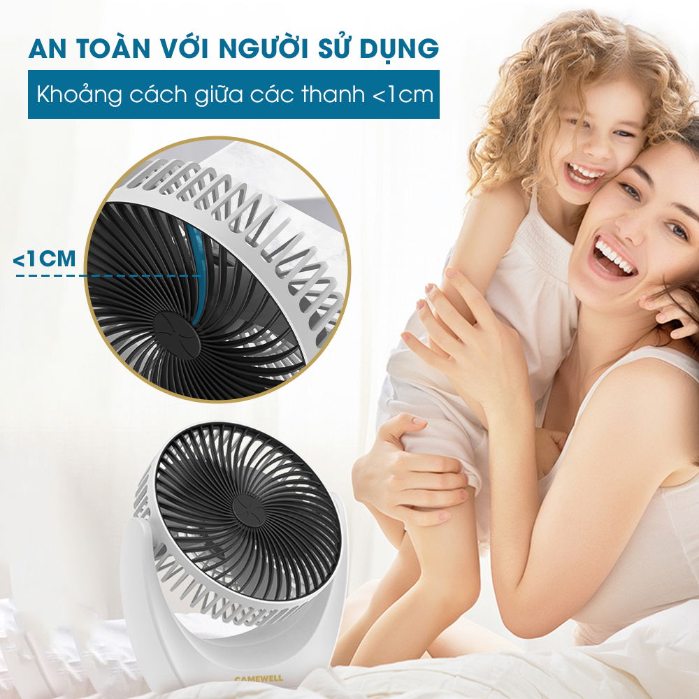 Quạt Tích Điện Mini Để Bàn Nhỏ Gọn