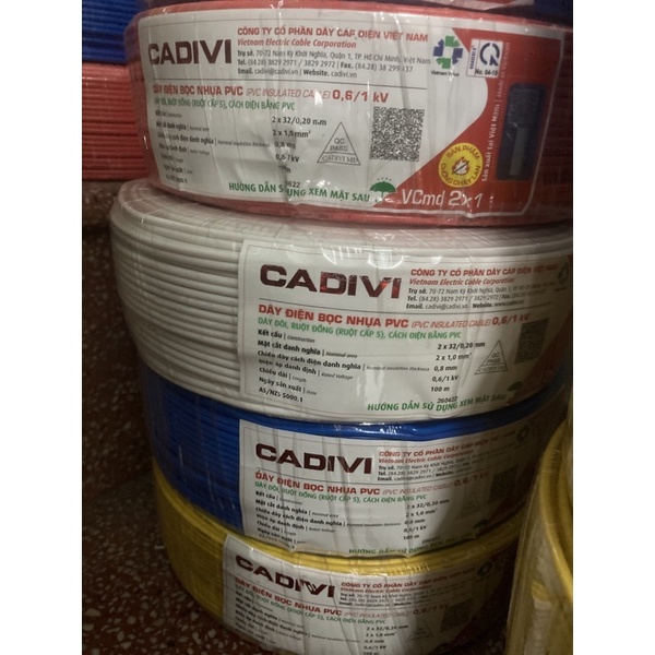 100 mét dây điện cadivi đôi 2x1.0