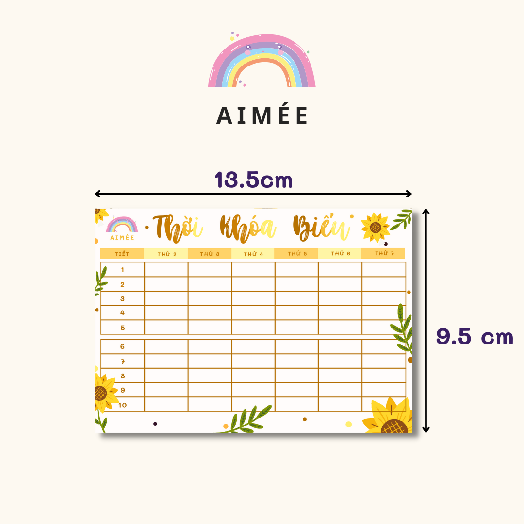 Combo 2 thời khóa biểu A6 Họa tiết dễ thương | Aimée