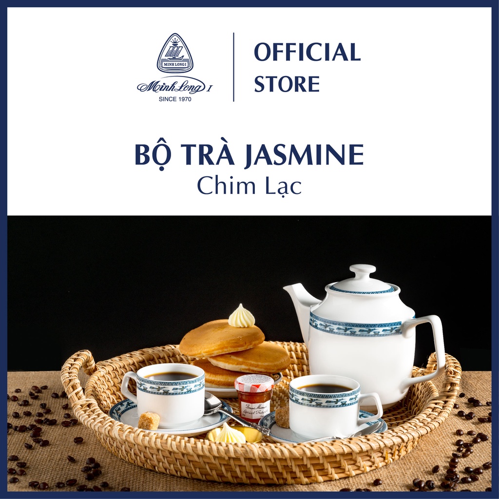 Bộ Ấm, Chén Trà Sứ Minh Long 0.7 L - Jasmine - Chim Lạc