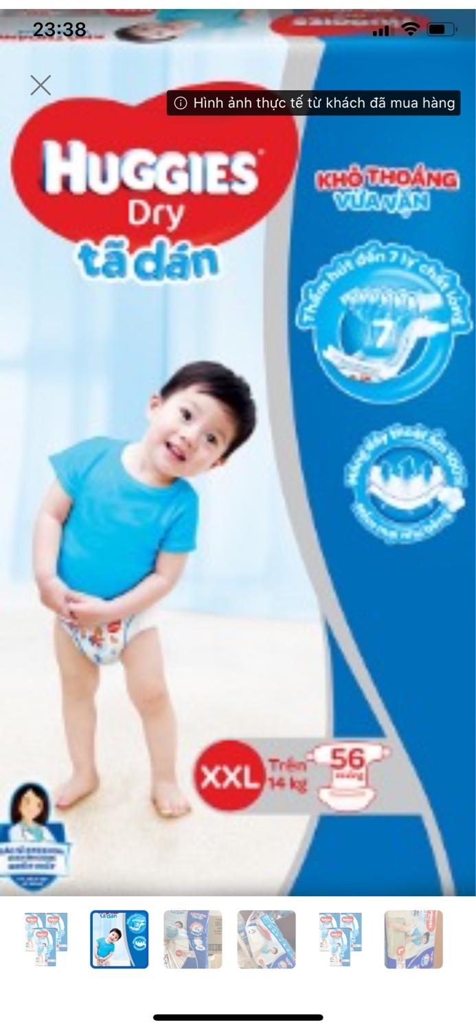Tã bỉm dán Huggies XL62 ( đệm mây co giãn)