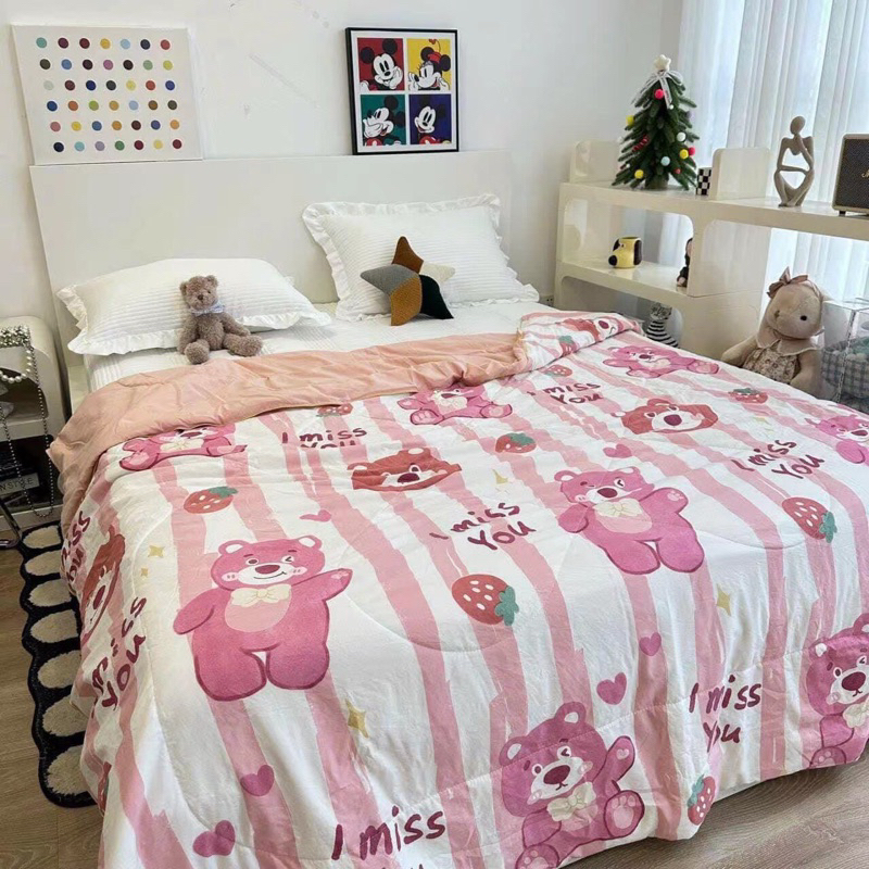 Chăn đũi hè cotton chần bông Hàn Quốc nhập khẩu chăn đũi xơ đậu nành mềm mịn thoáng mát