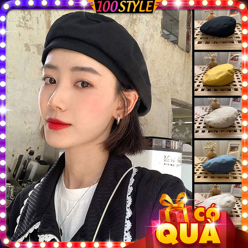 Mũ Nồi Korea Phong Cách Retro Màu Trơn - 100style