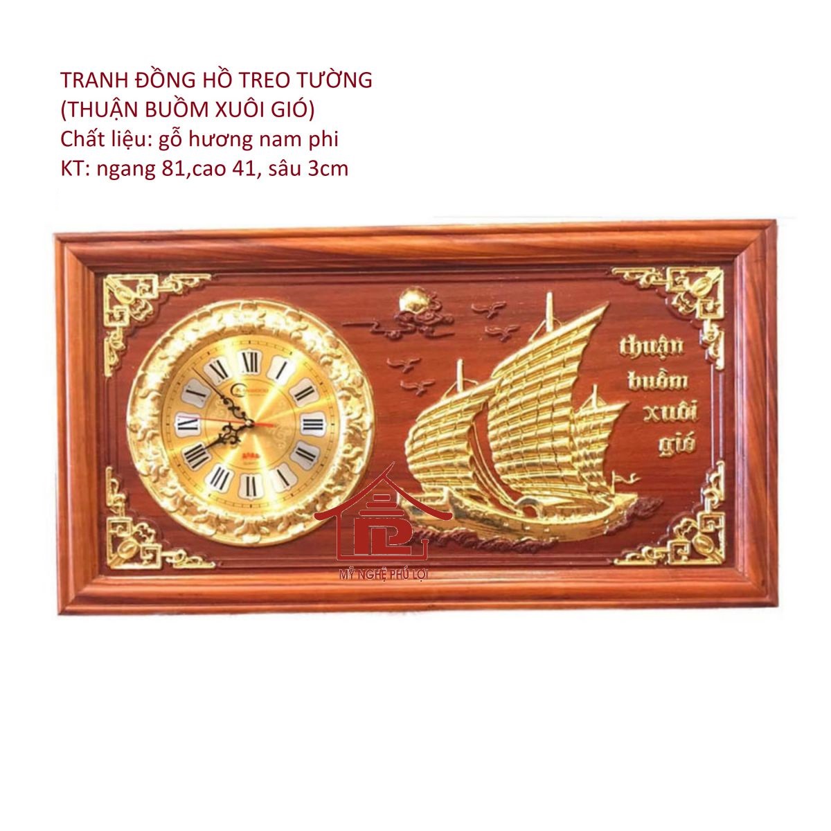 Tranh đồng hỗ gỗ ( Thuận Buồm xuôi gió)