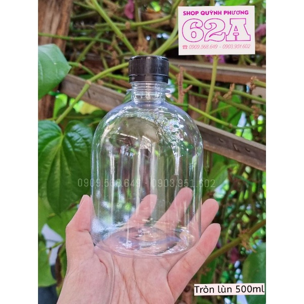 Chai 500ml Tròn Lùn kèm nắp đen