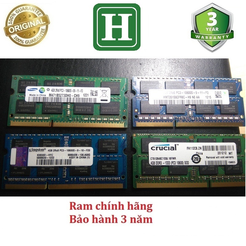 Bảng giá Ram Laptop 4Gb DDR3 bus 1333 (10600s) hàng chính hãng bảo hành 3 năm Phong Vũ