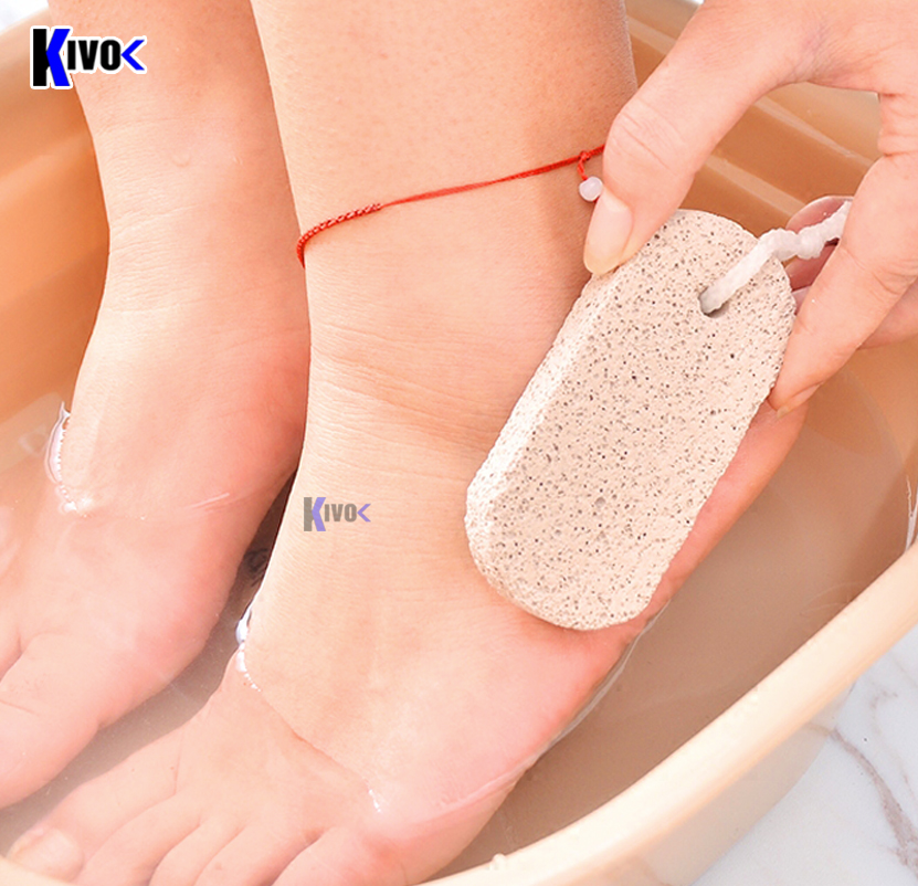 Stone sponge scrub with straps-tools grinding heel 3 in 1 multi-purpose-stone sponge scrub Oval has straps, stone exfoliating, states rub foot skin, stone grinding heel, planing heel-kivovi