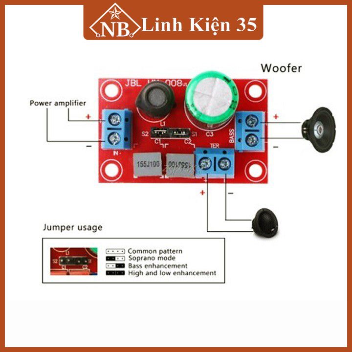 Module phân tần loa mini 2 kênh công suất 40W