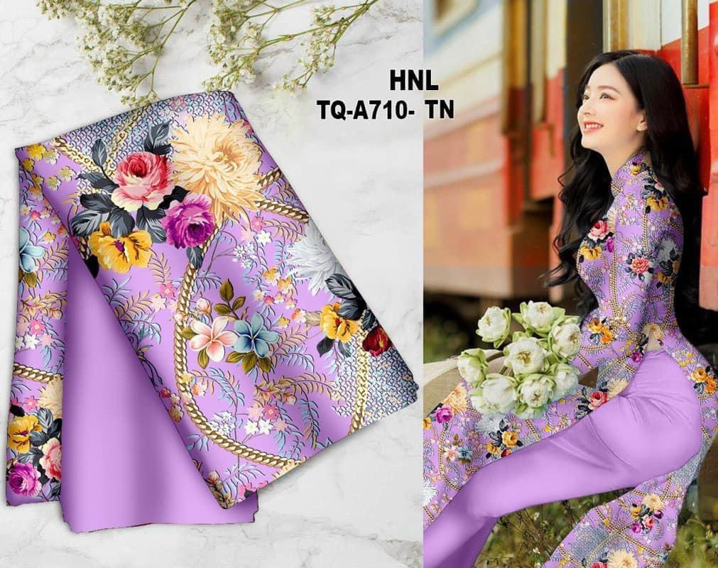 Vải áo dài hoa xinh hiện đại