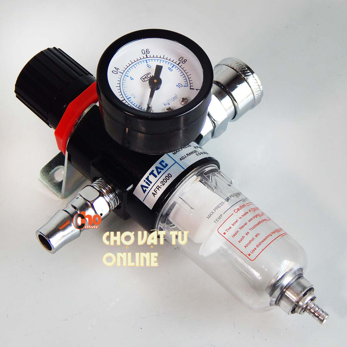 BỘ LỌC HƠI KHÍ NÉN AFR2000 KÈM VAN ĐIỀU CHỈNH ÁP SUẤT VÀ ĐỒNG HỒ (TẶNG KÈM NỐI NHANH)