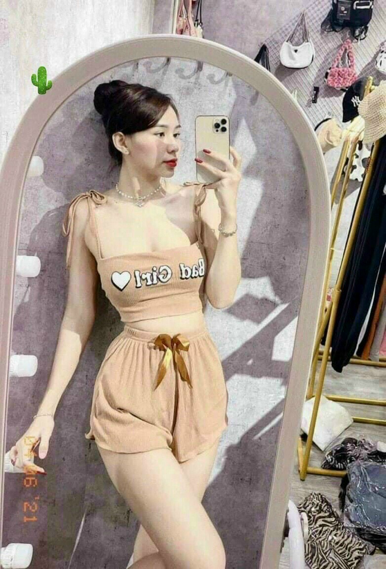 Sét bộ áo dây girl + quần kiểu (áo có mút ngực )