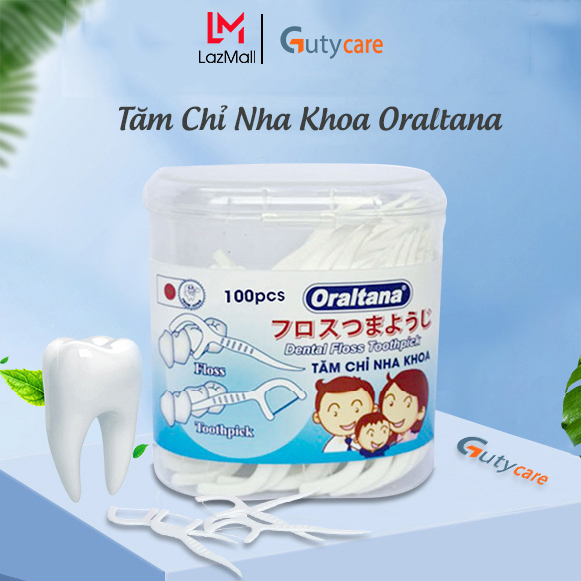 Tăm nha khoa, chỉ nha khoa, tăm xỉa răng y tế Oraltana - Lọ 100 cái - 2 trong 1 đạt tiêu chuẩn xuất khẩu Nhật bản - Guty Care