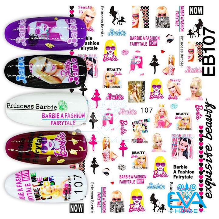 [HCM]Decal Dán Móng Tay 3D Nail Sticker Hoạ Tiết Hoạt Hình Búp Bê Barbie Fashion EB107