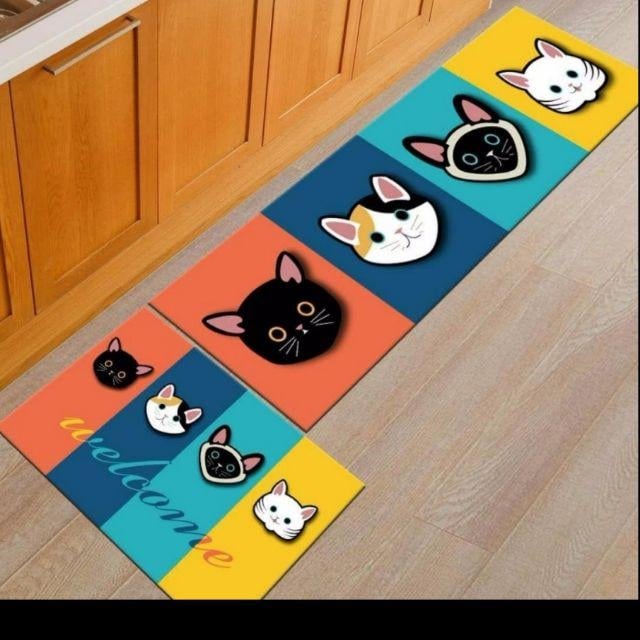 Bộ 2 miếng thảm bếp 3D chống trơn bám sàn - Kích thước 120x40 và 60x40