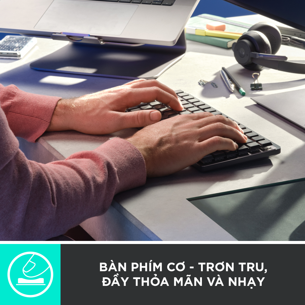 Bàn phím cơ không dây Logitech MX Mechanical Mini – Tactile, chiếu sáng nền, sạc USB-C, mac OS | Win