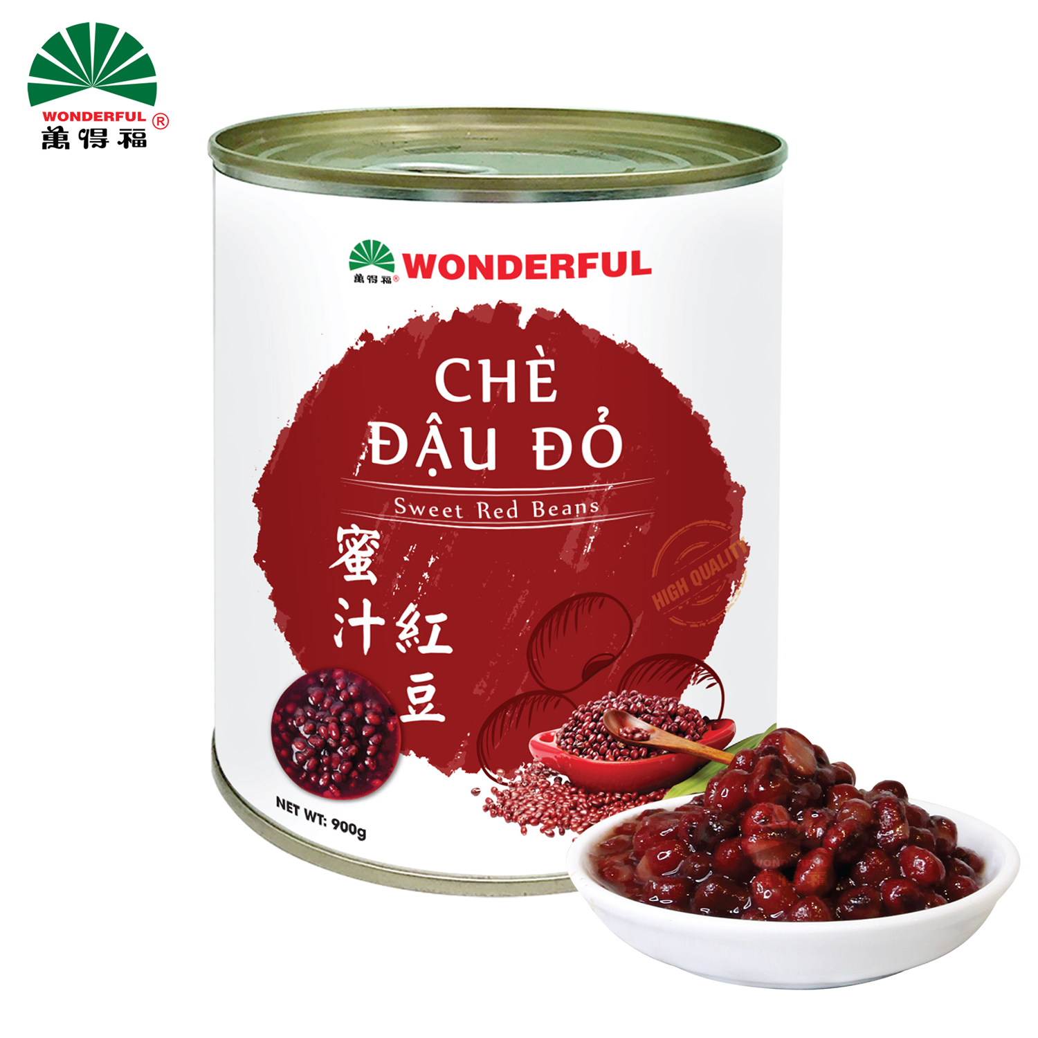 Chè đậu đỏ Wonderful lon 900g