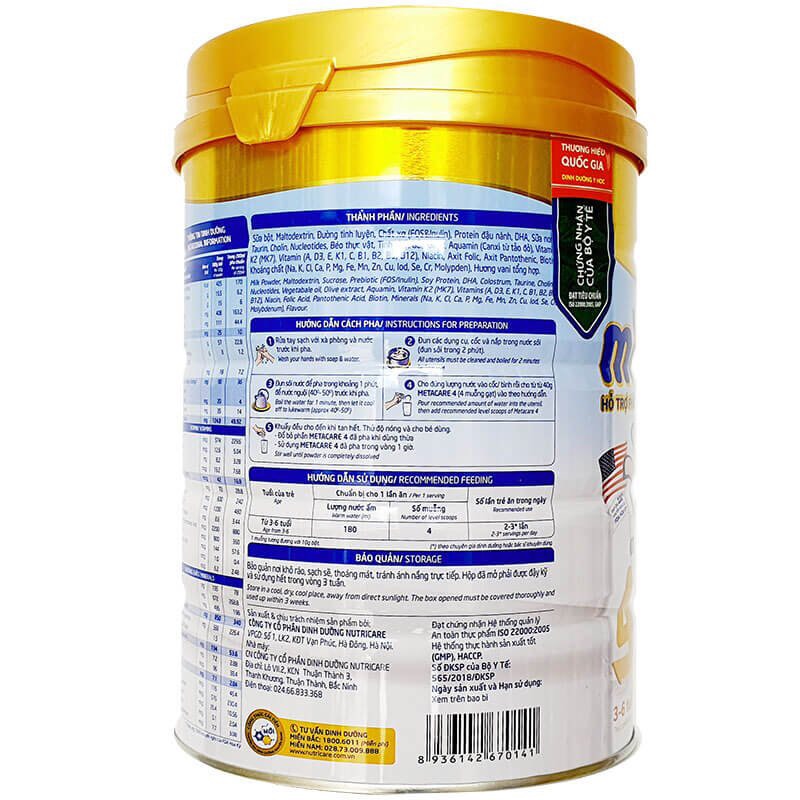 [Mẫu mới] Sữa Metacare số 4 900g (date mới)