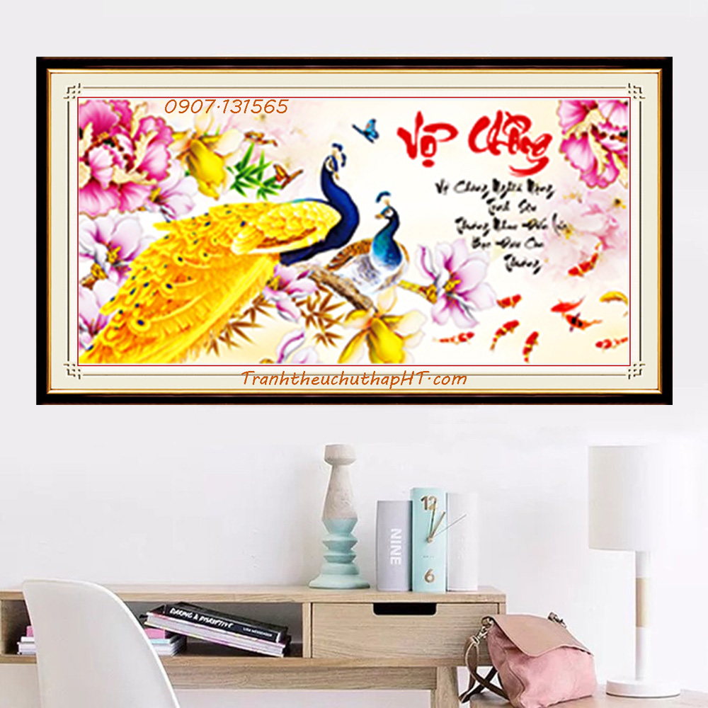 Tranh đính đá vợ chồng df394: 85*45cm - tự đính