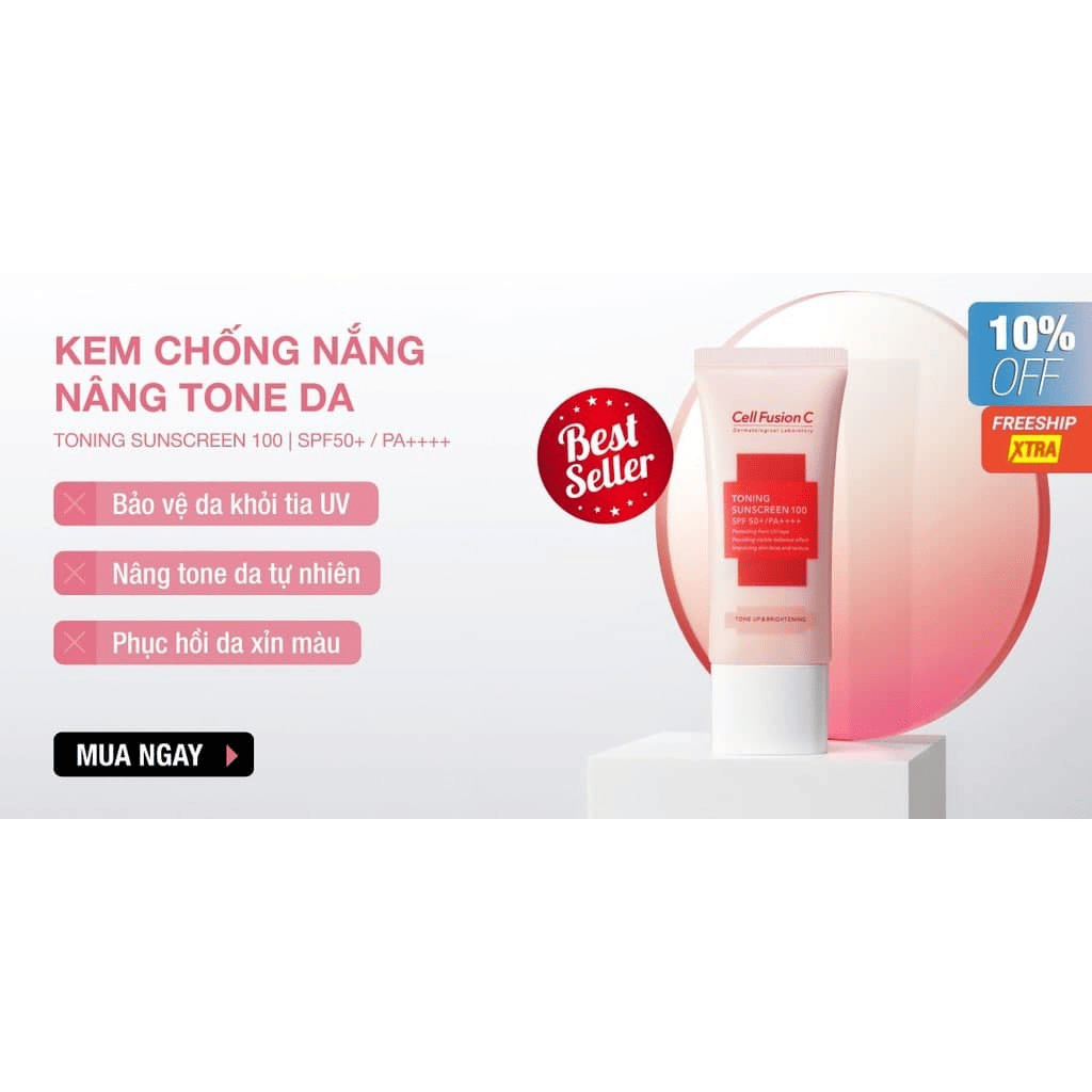 Kem Chống Nắng Nâng Tông Da Cell Fusion C Toning Sunscreen 100 SPF50+/ PA +++ Kem Chống Nắng Nâng Tông Da, Trắng Sáng. Sản Phẩm Nhập Khẩu Chính Hãng 50ml