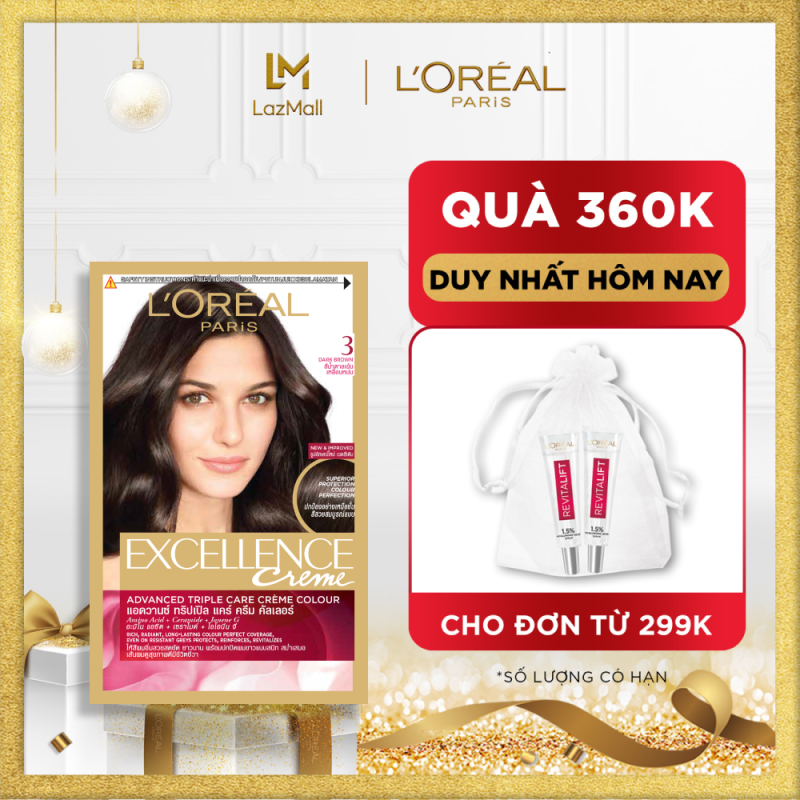 Màu nhuộm dưỡng tóc phủ bạc LOreal Paris Excellence Crème 172ml