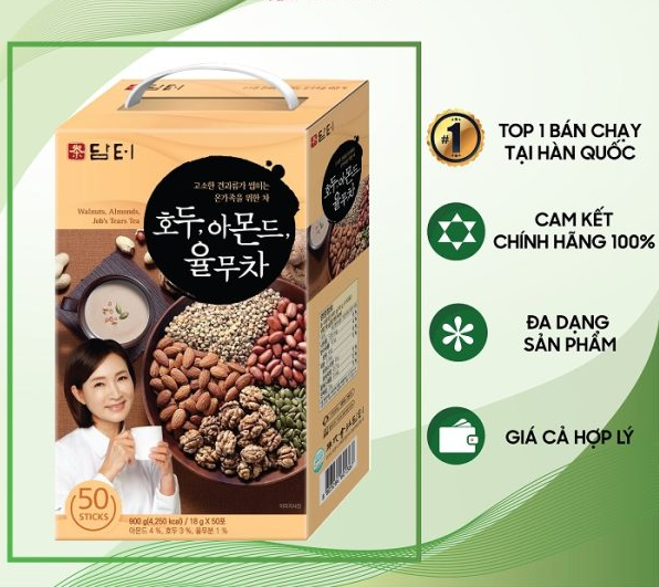 Bột ngũ cốc hạnh nhân óc chó hàn quốc damtuh - hộp 50 gói