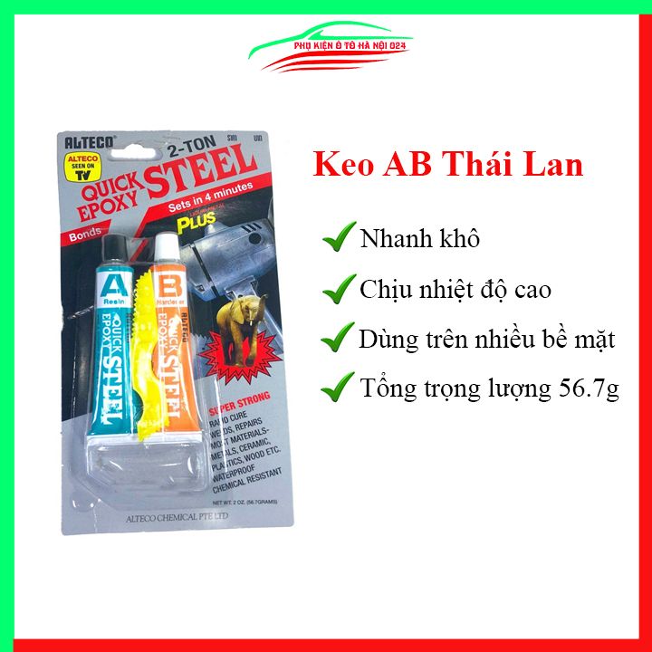 Keo AB Thái Lan lớn Epoxy Alteco siêu cứng chịu nhiệt, chịu nước dán sắt, dán đá, dán kính kim loại