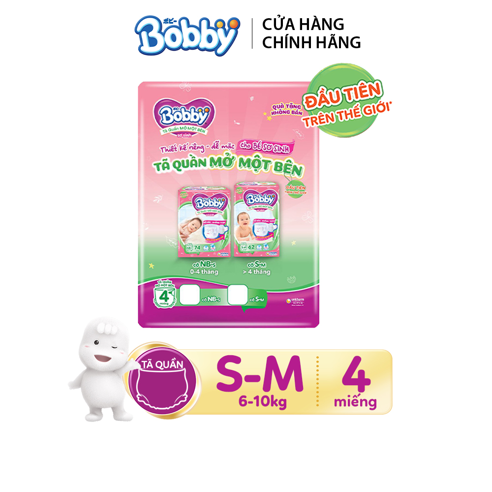 GIFT - Tã Quần Mở Một Bên Bobby S-M 4 miếng