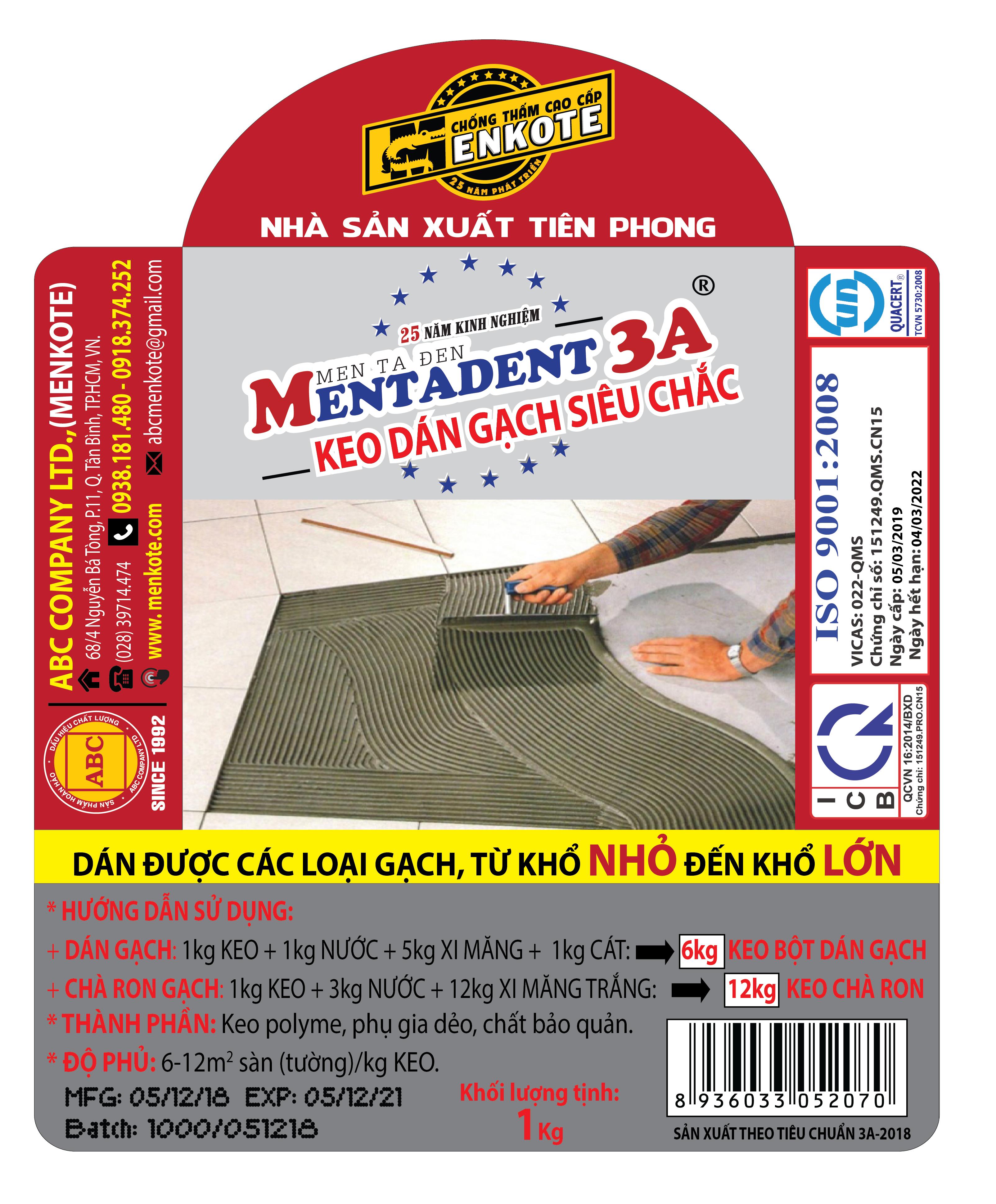 KEO DÁN GẠCH SIÊU CHẮC - MENTADENT 3A