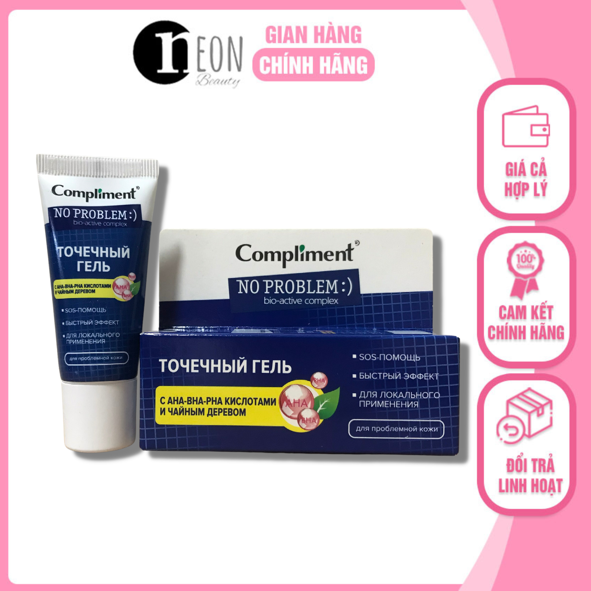 [FREESHIP] Gel Chấm Mụn Compliment No Problem T238 AHA - BHA - PHA - Tea Tree 25ml - NEON BEAUTY