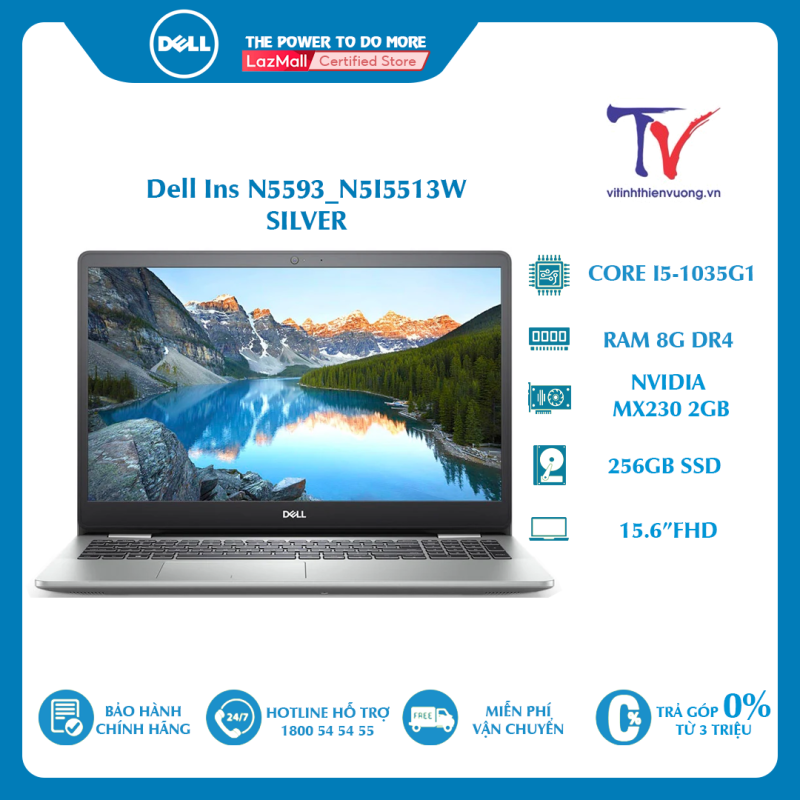 Bảng giá Laptop Dell Inspiron 5593 (N5I5513W) (i5 1035G1/8GB/256GBSSD/MX230 2G/15.6 inch FHD/Win10/Bạc) Phong Vũ
