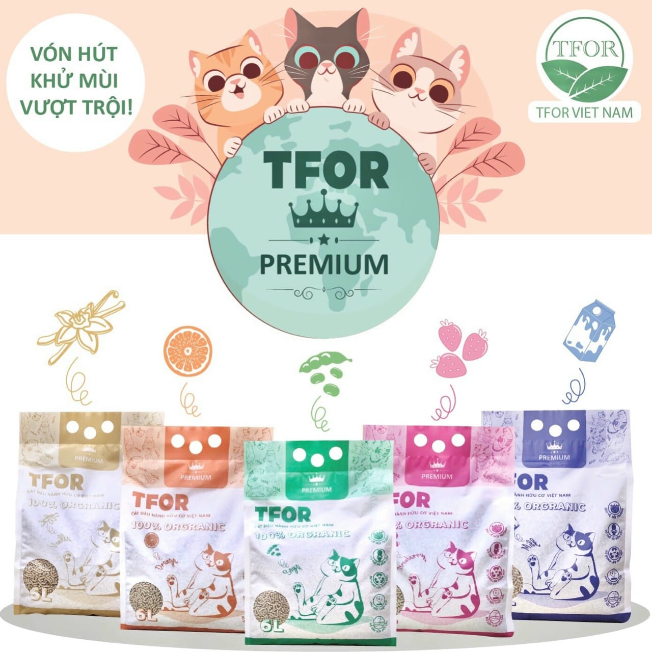 Cát vệ sinh Đậu Nành TFOR Premium