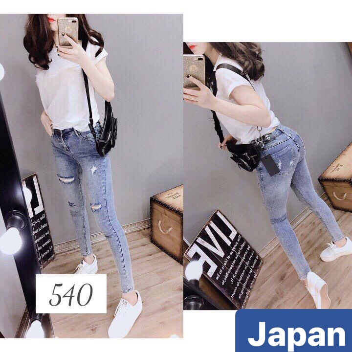 QUẦN JEAN NỮ CHẤT BÒ XANH CẠP RÁCH GỐI SÀNH ĐIỆU VIP NHẬT BẢN LƯNG CAO NÂNG MÔNG NHẬT BẢN JP-540 JAPAN FASHION