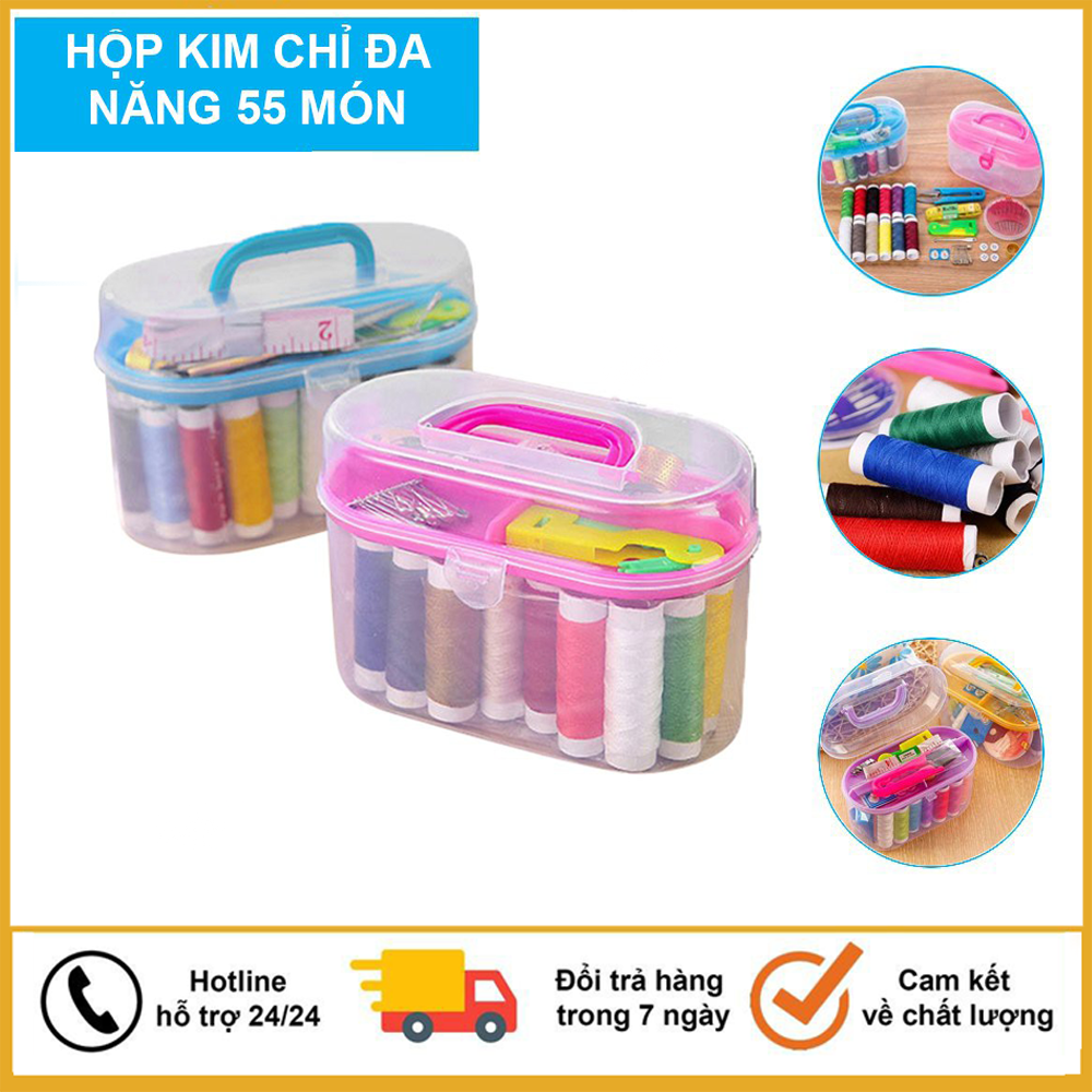 Hộp kim chỉ 55 món tiện dụng -Hộp kim chỉ đa năng tiện dụng, hộp kim chỉ may vá quần áo.