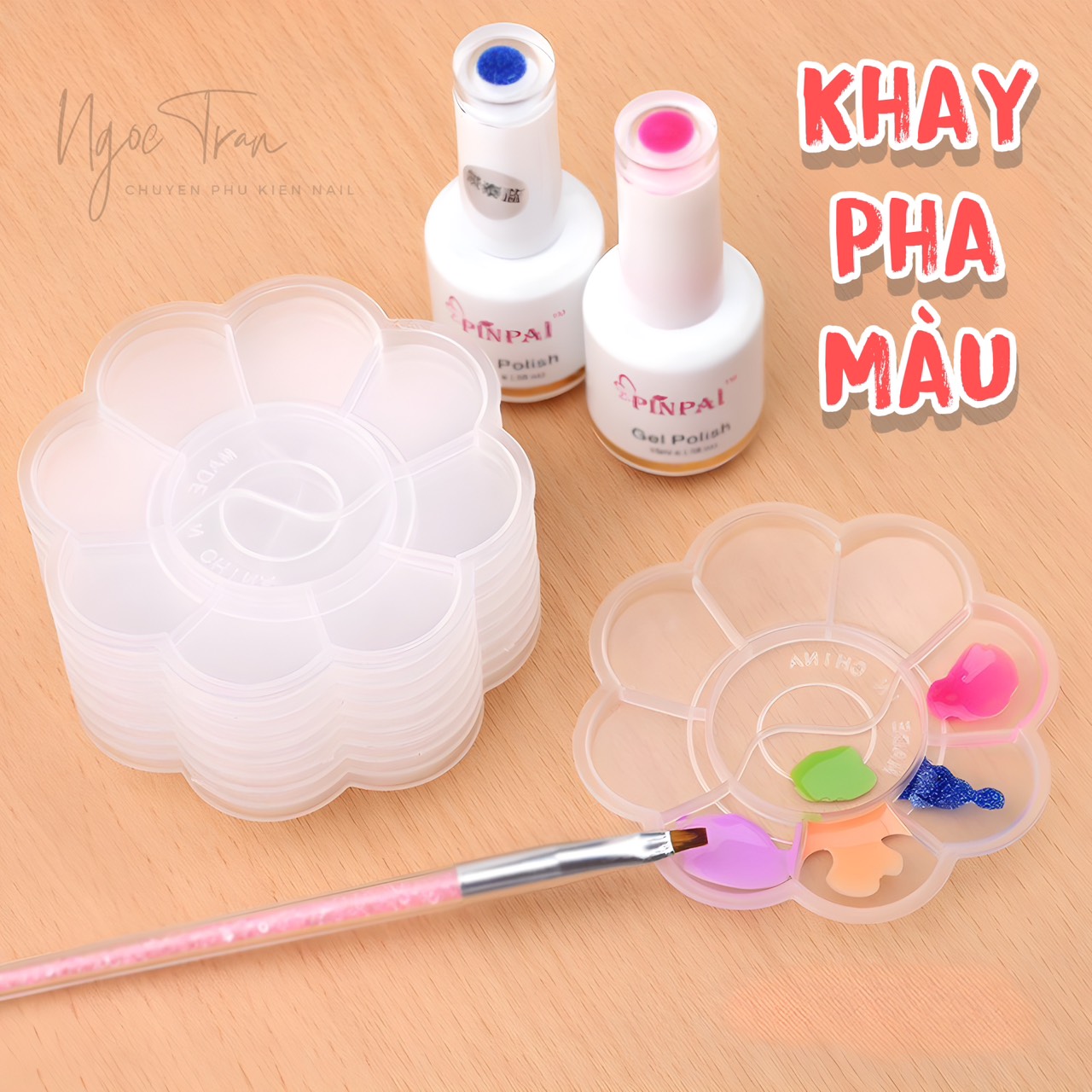 Bảng Pha Màu Sơn Móng Hình Hoa Trong Suốt