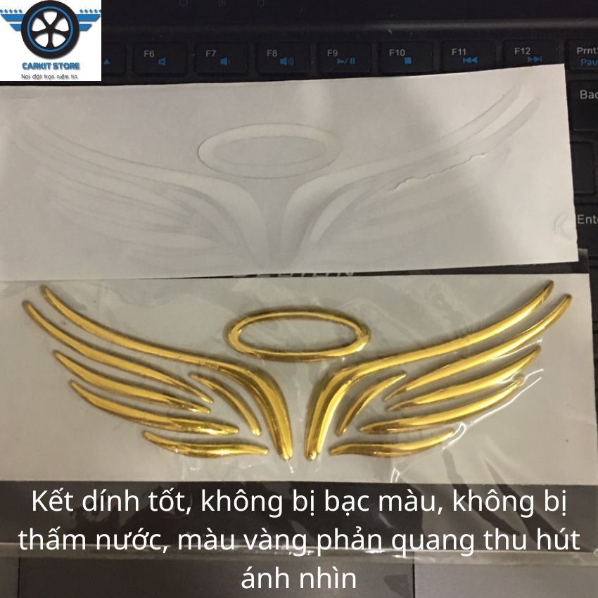 Tem,decan dán trang trí logo xe hơi,Đôi Cánh Thiên Thần 3D
