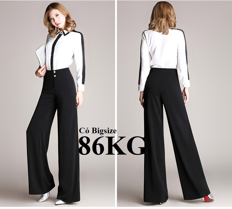 Ống Loe Suông Dài 102cm Quần Ống Rộng Quần Ống Suông Quần Tây Nữ Có Bigsize 86KG.