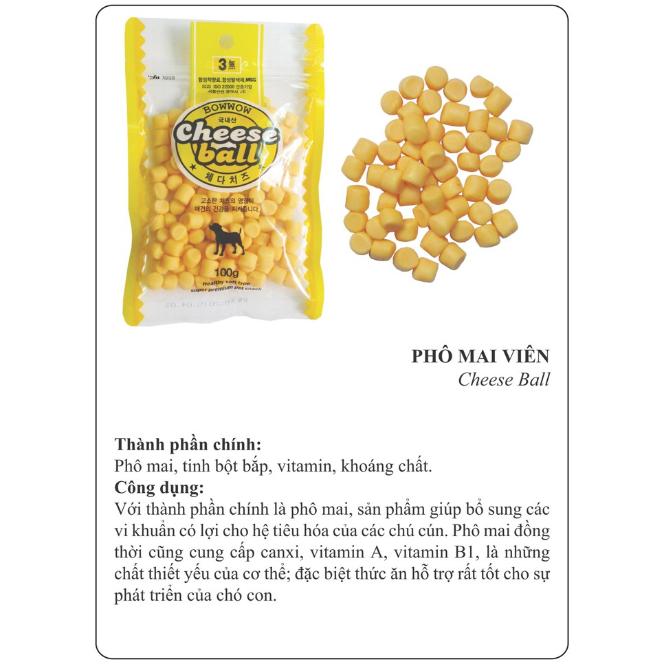 Phô mai viên 100g dành cho chó (phô mai siêu mềm)