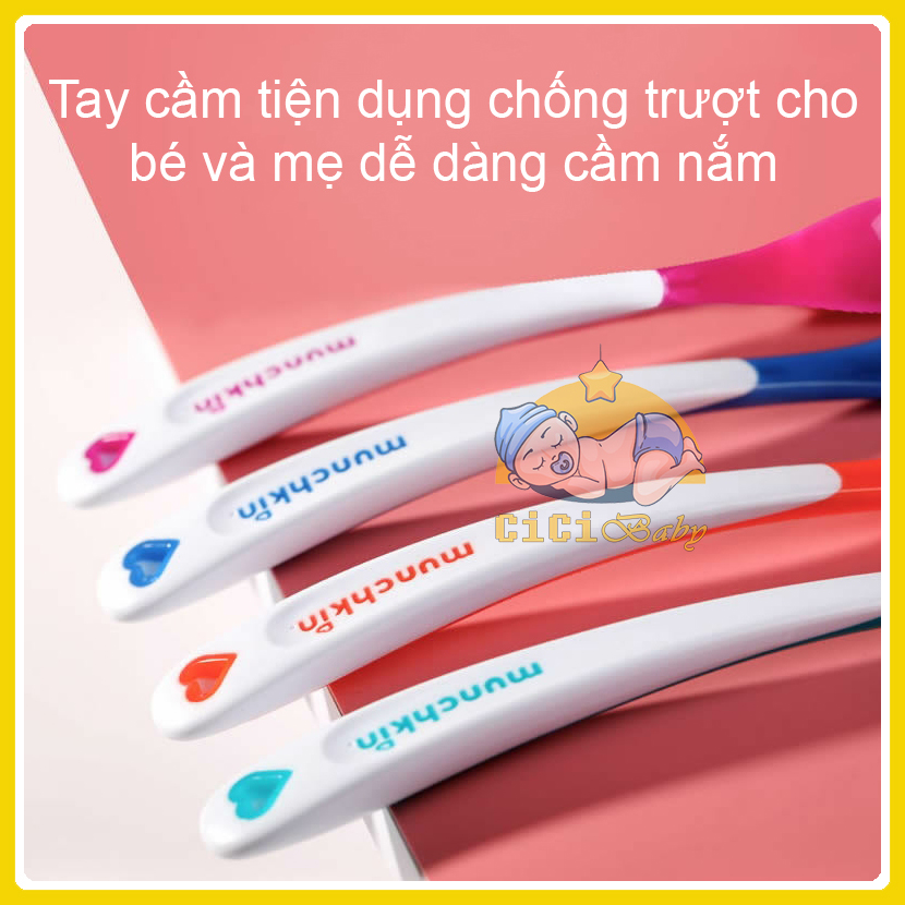[Tách set] Thìa ăn dặm, thìa báo nóng MUNCHKIN Mỹ