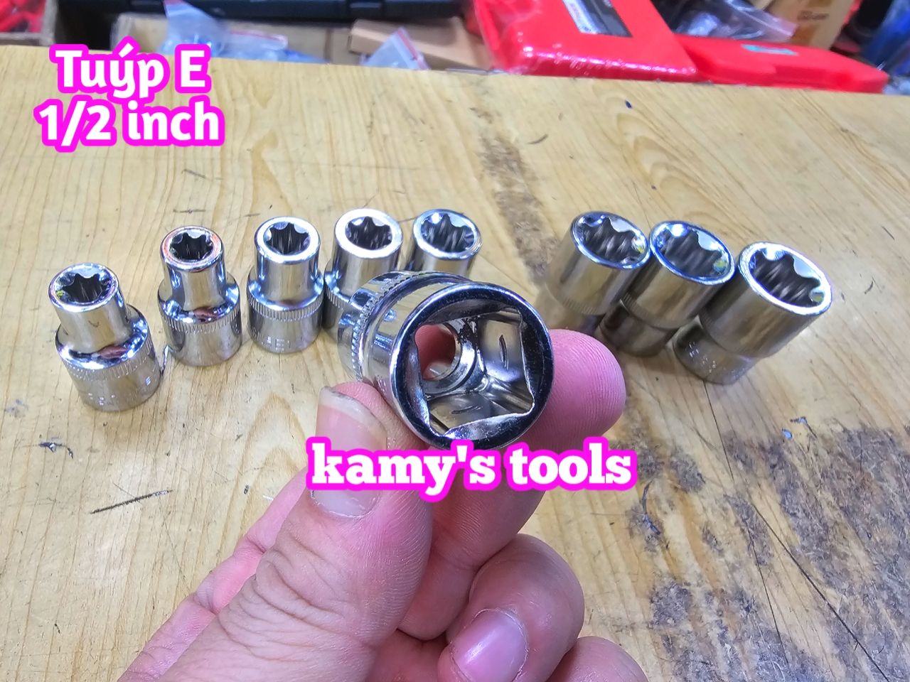 [HCM]Bộ Tuýp E 9 Cục Thép lỗ 1/2 inch Chrome Vanadium E10-E24 Bộ Khẩu E Đầu Khẩu E